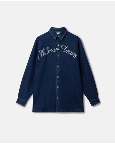 Stella McCartney Platinum Dream Embroidered Oversized Denim Shirt - Blue