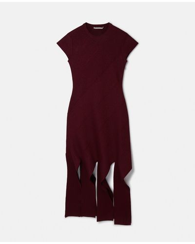 Stella McCartney Lurex Rib Knit Midi Dress - Red