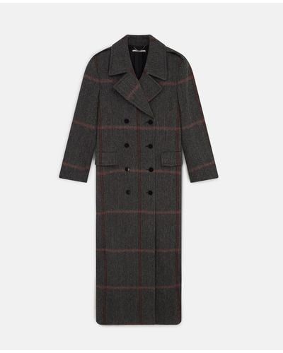 Stella McCartney Herringbone Weave Maxi Overcoat - Black