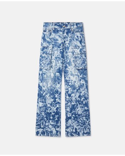 Stella McCartney Animal Forest Print Cargo Jeans - Blue