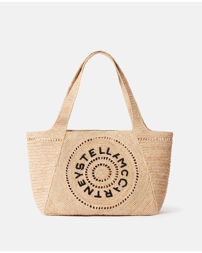 Stella McCartney Logo Raffia Medium Tote Bag - Natural