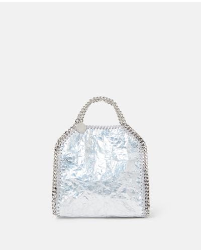 Stella McCartney Limited Edition Cracked Metallic Falabella Tiny Tote Bag - White