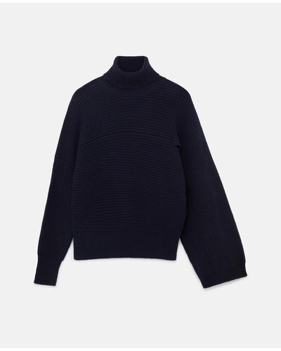 Stella McCartney Rib-knit Regenerated Cashmere Cape Sweater - Blue