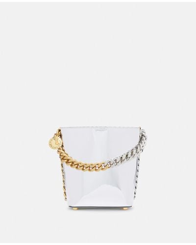Stella McCartney Frayme Mirrored Chrome-finish Bucket Bag - White