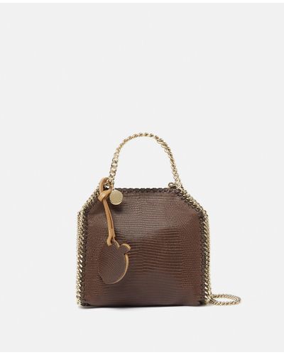 Stella McCartney Falabella Scale-Embossed Tiny Tote Bag, , Chocolate - Brown