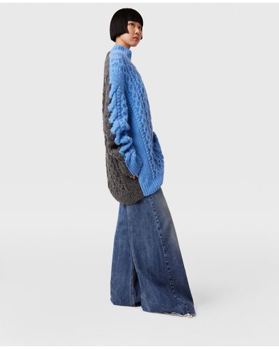Stella McCartney Two-tone Cable Knit Oversized Sweater - Blue