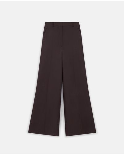 Stella McCartney High-Rise Wide-Leg Wool Pants, , Dark Chocolate - Purple