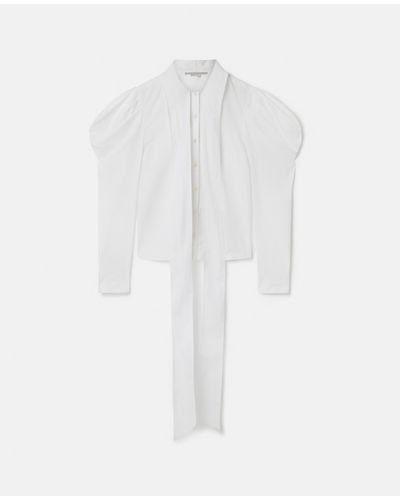 Stella McCartney Sculptural Puff Sleeve Pussybow Shirt - White