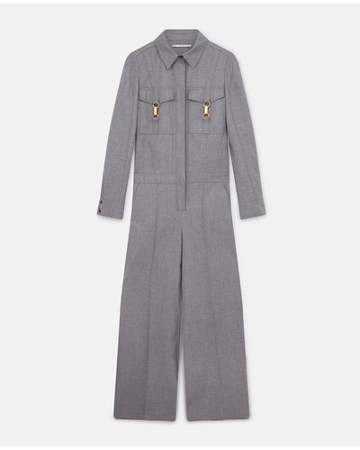 Stella McCartney Clasp-embellished Wool Jumpsuit - Gray
