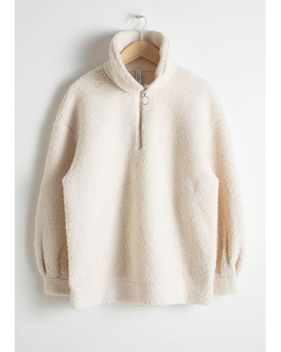 & Other Stories Faux Shearling Zip Pullover in White - Lyst
