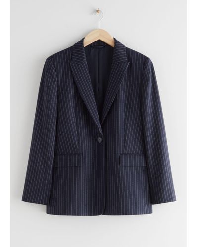& Other Stories Single Button Blazer Jacket in Blue - Lyst