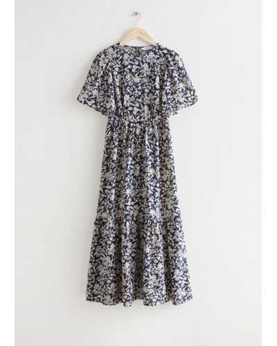 Printed Puff Sleeve Maxi Dress | Lyst