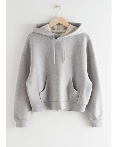 & Other Stories Cotton Oversized Boxy Hooded Sweatshirt in Grey (Gray) -  Lyst