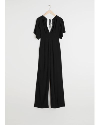 & Other Stories Plunging V-cut Jumpsuit in Black - Lyst