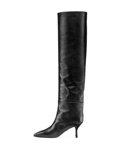 Stuart Weitzman Denim Millie in Black Leather (Black) - Lyst