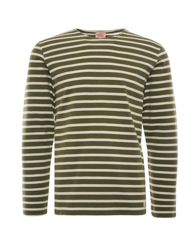 Armor Lux Cotton Breton Striped Shirt in Khaki/Nature (Green) for Men | Lyst