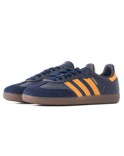 adidas Originals Leather Samba Og - Navy \u0026 Orange in Blue for Men | Lyst UK