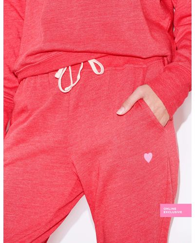 Sundry Fleece Little Heart Tapered Sweatpant in Pink - Lyst