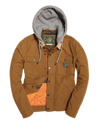 Superdry Hooded Hacienda Canvas Trucker Jacket in Brown for Men | Lyst