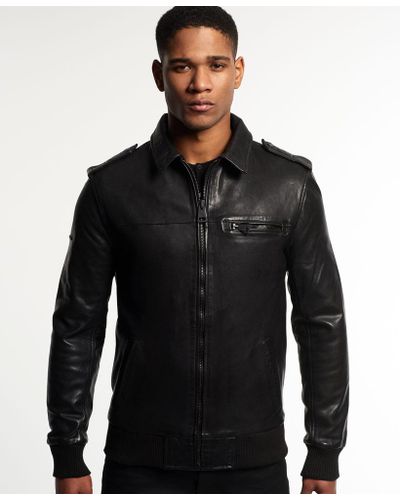 superdry leather bomber jacket