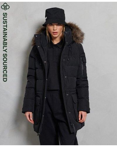 superdry black fur hood coat