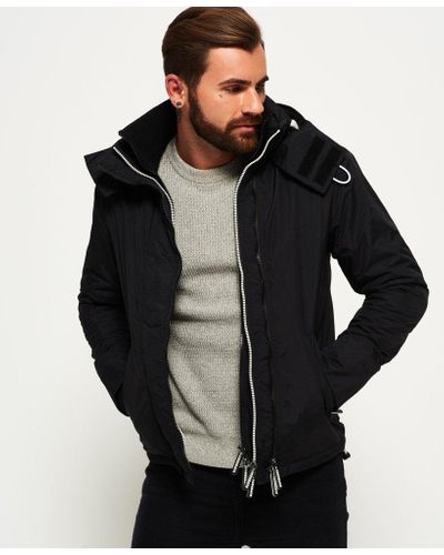 Superdry Fleece Pop Zip Hooded Arctic Sd-windcheater Jacket in Black for  Men | Lyst