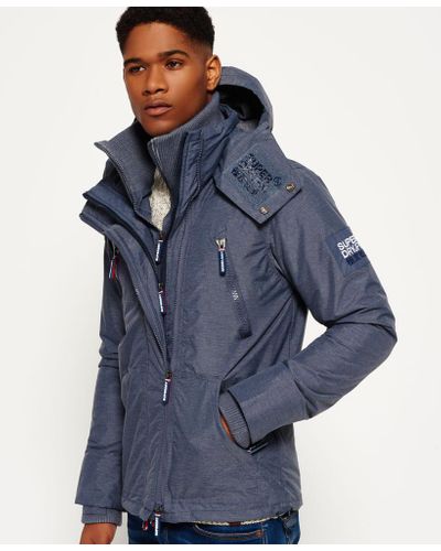 Superdry Synthetic Hooded Wind Yachter Jacket in Mid Charcoal Marl/Navy/White  (Blue) for Men - Lyst