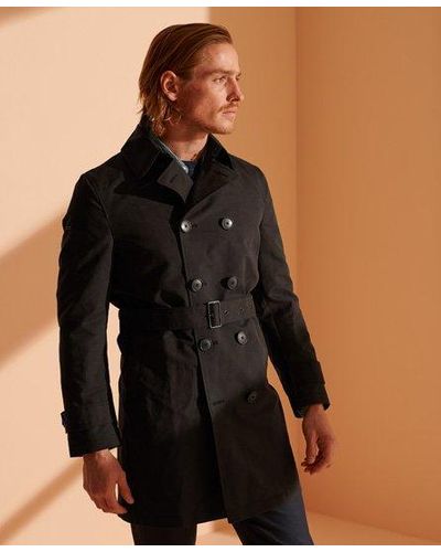 Superdry Iconic Trench Coat in Black for Men | Lyst