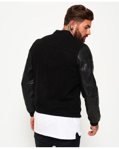 wool and leather bomber jacket