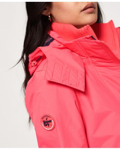 pink superdry coat