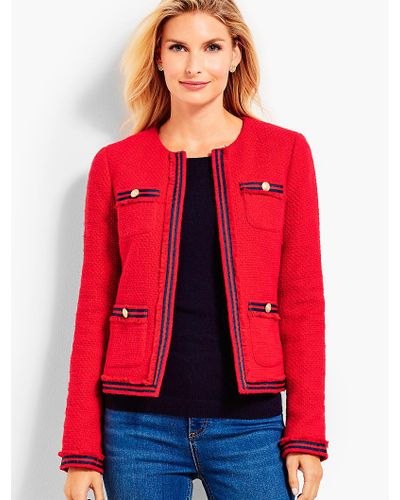 fringe tweed open jacket