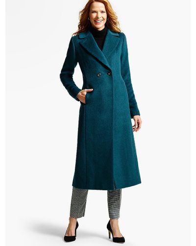 peacock blue wool coat