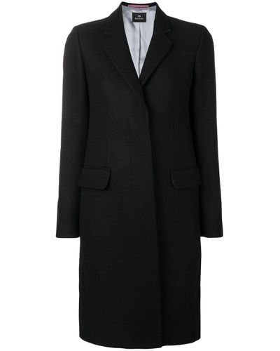 Paul Smith Wool Woven Coat in Black - Lyst