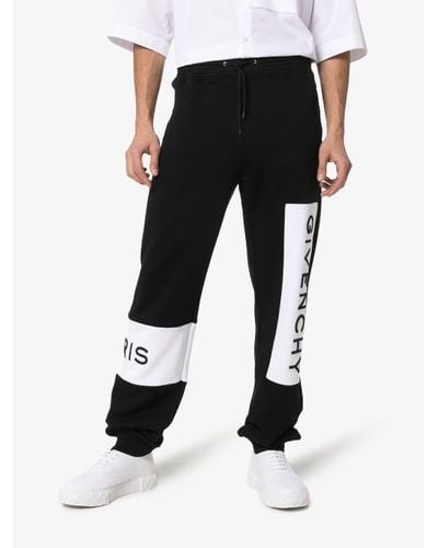 Givenchy Logo Print Cotton Trousers in Black for Men - Lyst