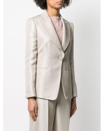 Emporio Armani Synthetic Single-breasted Fitted Blazer in Beige ...