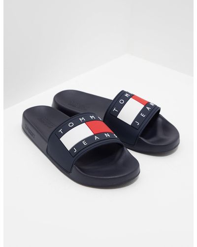 tommy hilfiger slides blue