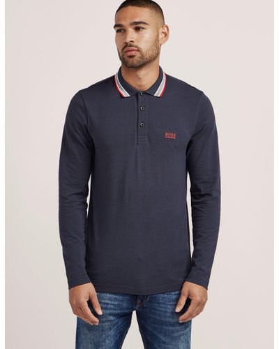 boss plisy long sleeve polo