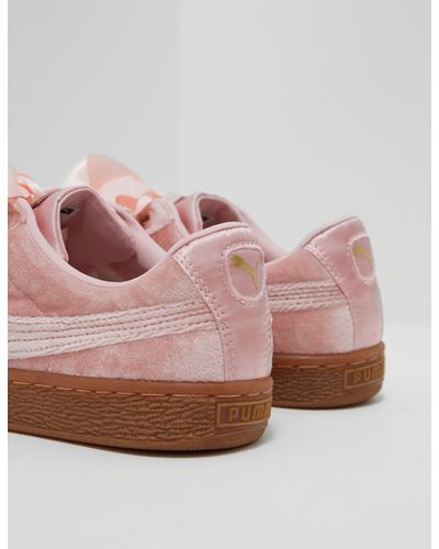 PUMA Womens Pink / Gum Velvet Basket Heart Trainers Women's Shoes  (trainers) In Pink | Lyst