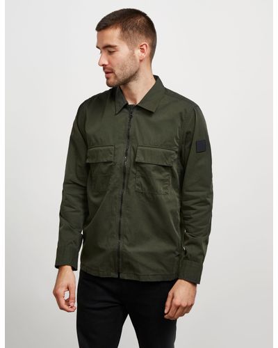 BOSS by HUGO BOSS Canvas Overshirt Olive in Green for Men - Lyst