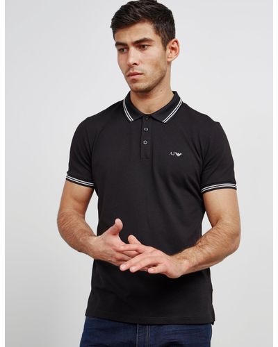 Armani Jeans Denim Mens Twin Tipped Short Sleeve Polo Shirt Black for Men |  Lyst