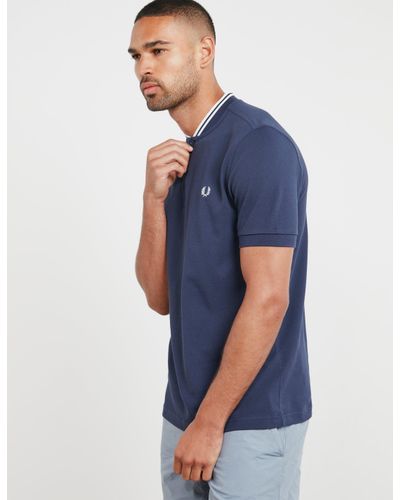 fred perry long sleeve bomber collar polo shirt
