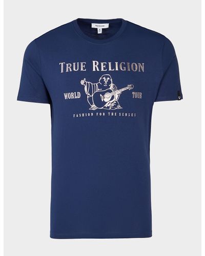 True Religion Denim Front Buddha Short Sleeve T-shirt Blue for Men - Lyst