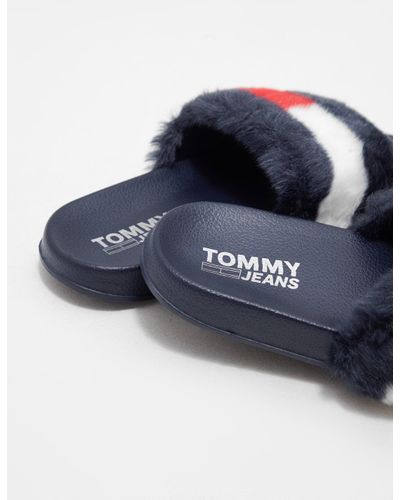 tommy hilfiger fur slides