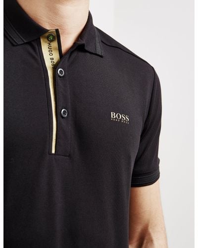BOSS by HUGO BOSS Cotton Gold Placket Short Sleeve Polo Shirt Black for Men  - Lyst