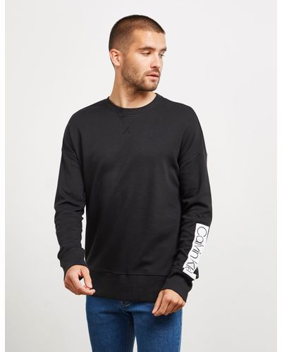 Calvin Klein Cotton Arm Logo Sweatshirt Black For Men Lyst