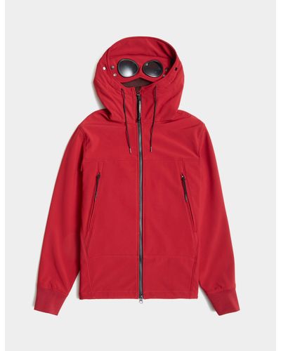 cp company softshell goggle jacket blue