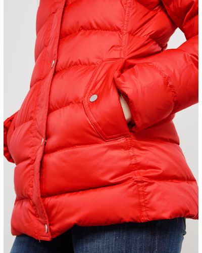 tommy hilfiger women's short down alternative jacket with zipout fleece hood
