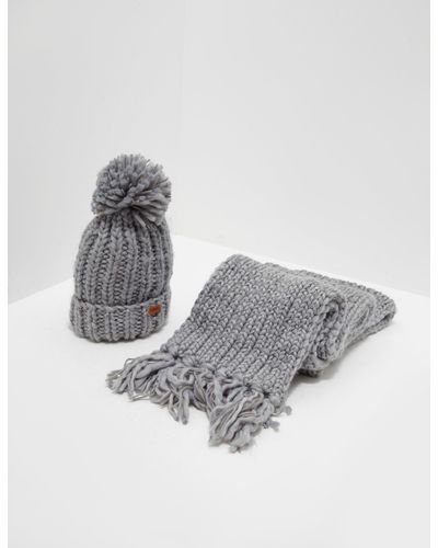 barbour hat and scarf set grey