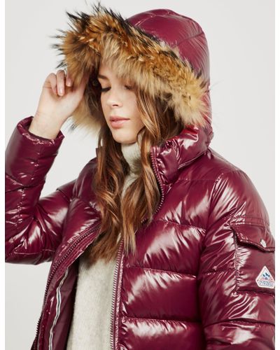 burgundy padded coat women's