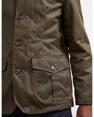 Barbour Cotton Lutz Waxed Jacket Green for Men | Lyst